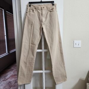 Vintage Wrangler USA Made Tan Beige Denim Jeans Men’s 34x38 Tall Straight Leg